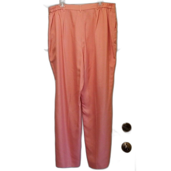 LAUREN RALPH LAUREN WOMAN SILK SUNSET CORAL PANTS PLUS 20W FLAWS - Picture 3 of 16